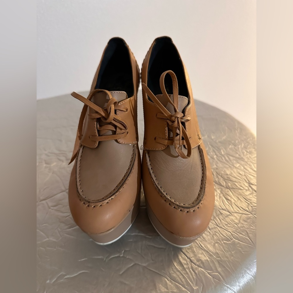 Staccato brown leather heels